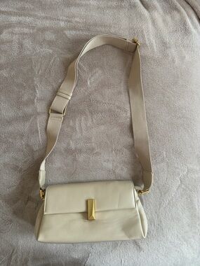 Beige Crossbody Bag with Gold Hardware